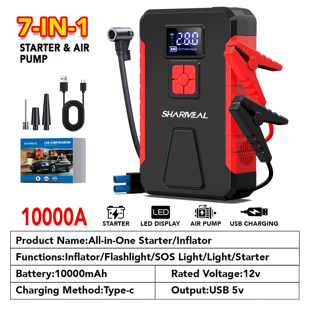 13000A-10000A Jump Starter& Peak 12V Portable Car Jump Starter, Car Battery Charger, Car Jump Starter with Air Compressor, Jump Starter Para, Car Accessories Tools, LED Light, Battery Charger, Cart Battery Charger, Tir