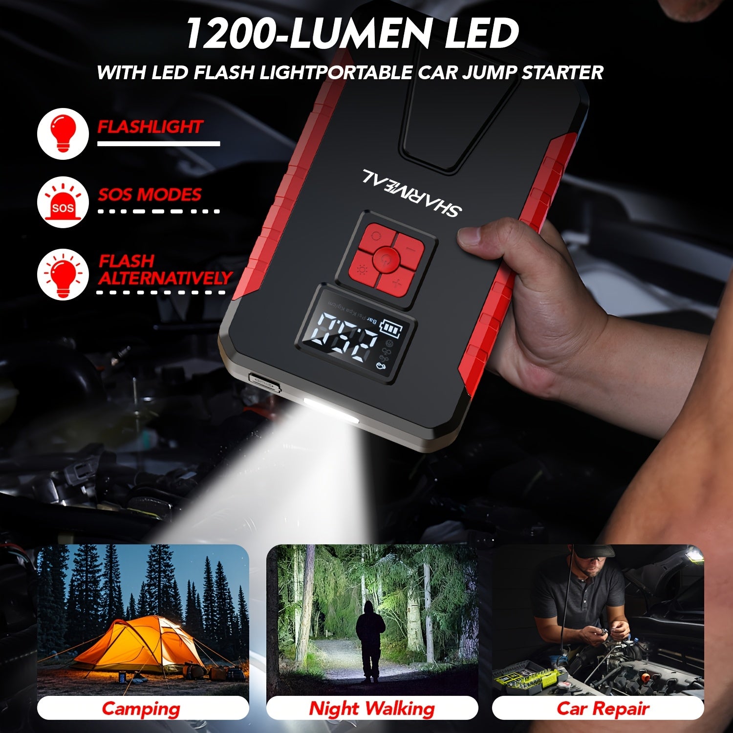 13000A-10000A Jump Starter& Peak 12V Portable Car Jump Starter, Car Battery Charger, Car Jump Starter with Air Compressor, Jump Starter Para, Car Accessories Tools, LED Light, Battery Charger, Cart Battery Charger, Tir