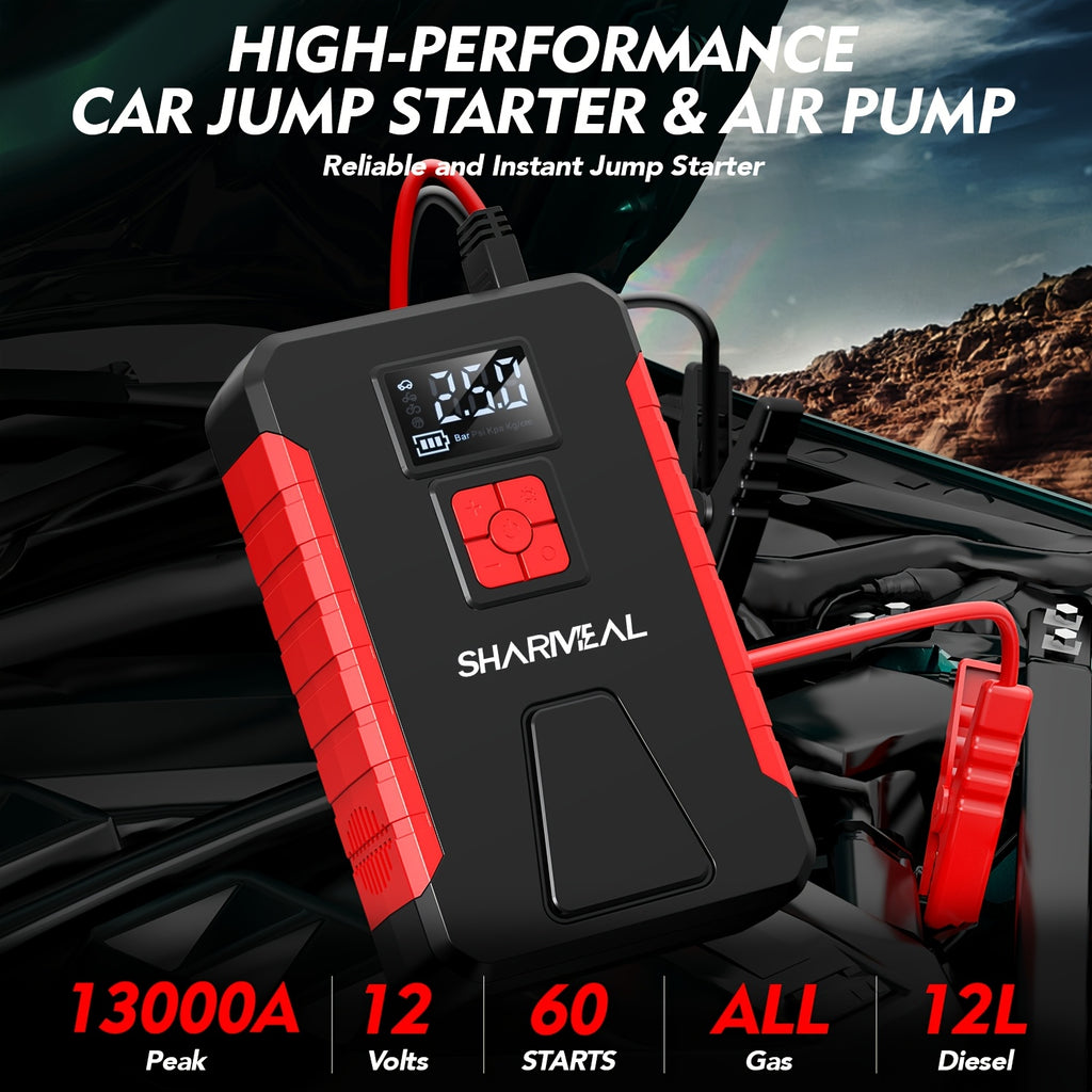 13000A-10000A Jump Starter& Peak 12V Portable Car Jump Starter, Car Battery Charger, Car Jump Starter with Air Compressor, Jump Starter Para, Car Accessories Tools, LED Light, Battery Charger, Cart Battery Charger, Tir