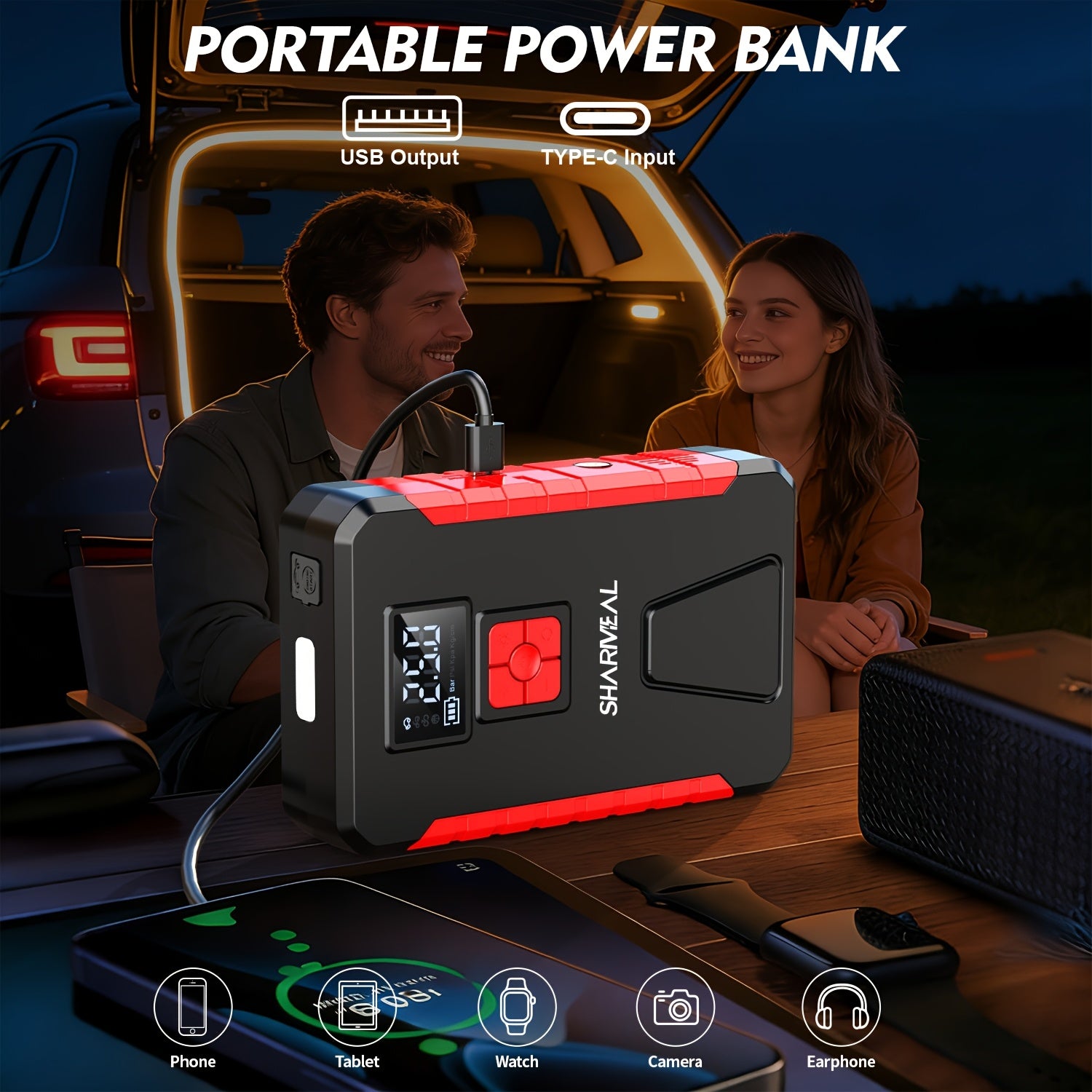 13000A-10000A Jump Starter& Peak 12V Portable Car Jump Starter, Car Battery Charger, Car Jump Starter with Air Compressor, Jump Starter Para, Car Accessories Tools, LED Light, Battery Charger, Cart Battery Charger, Tir