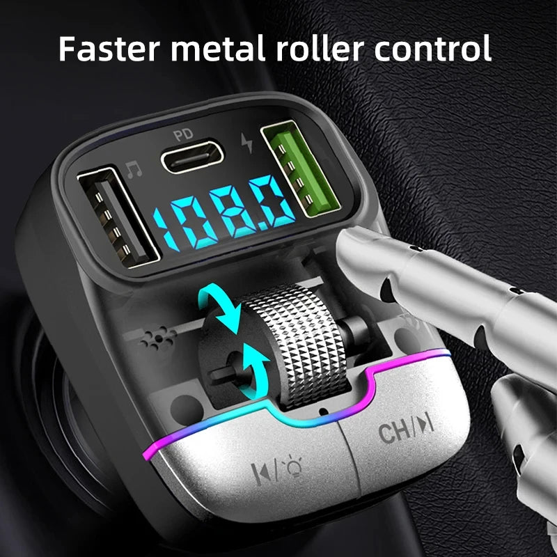 Xiaomi FM Transmitter Bluetooth 5.4 Hands-Free Portable Car AUX Radio Modulator MP3 Player with Fast Charging Adapter
