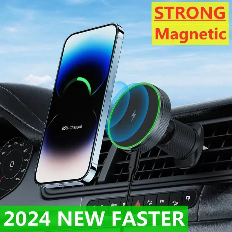 Magnetic Car Wireless Charger Stand Bracket Magnet Car Phone Holder Mount Fast Charging Station for iPhone15 14 13 12 11 Pro Max