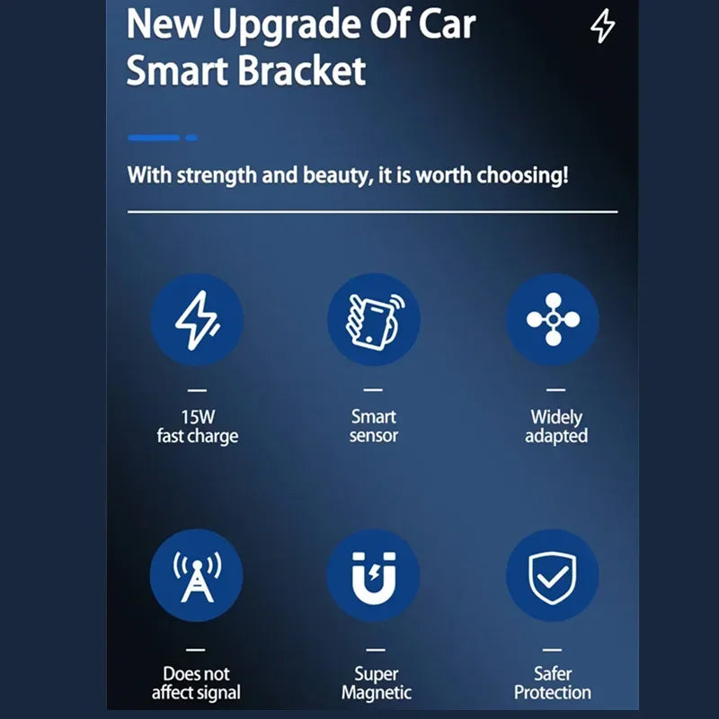 Magnetic Car Wireless Charger Stand Bracket Magnet Car Phone Holder Mount Fast Charging Station for iPhone15 14 13 12 11 Pro Max