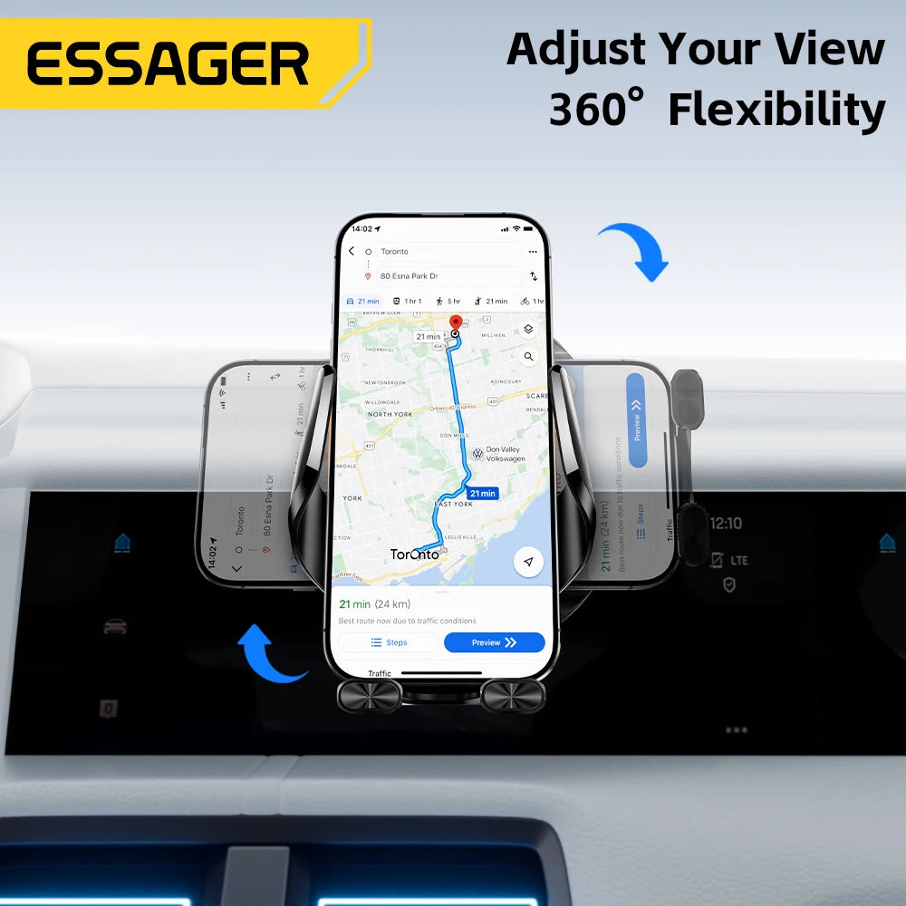 Essager 15W Magnetic Wireless Car Charger for MacSafe 15W Cooling Stand Holder for iPhone 16 15 14 13 12 Pro Max Xiaomi Samsung