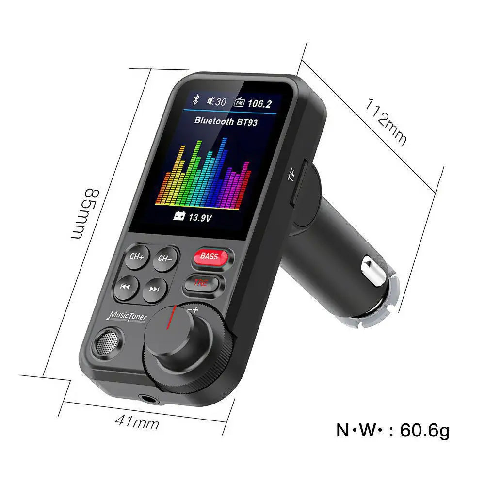 Bluetooth-compatible Car Wireless FM Transmitter Radio Adapter Fast Charging Treble Bass Sound Music Car MP3 Player  Aux QC3.0