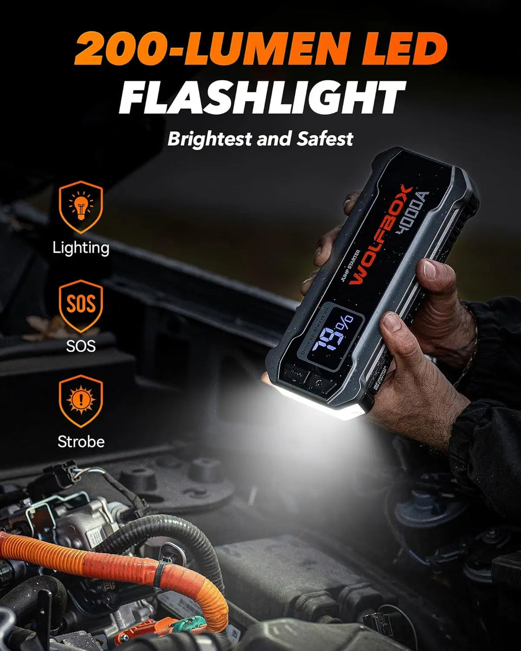 4000A Jump Starter with 65W Quick Charger, LED Display, Portable Battery for Cars and Trucks